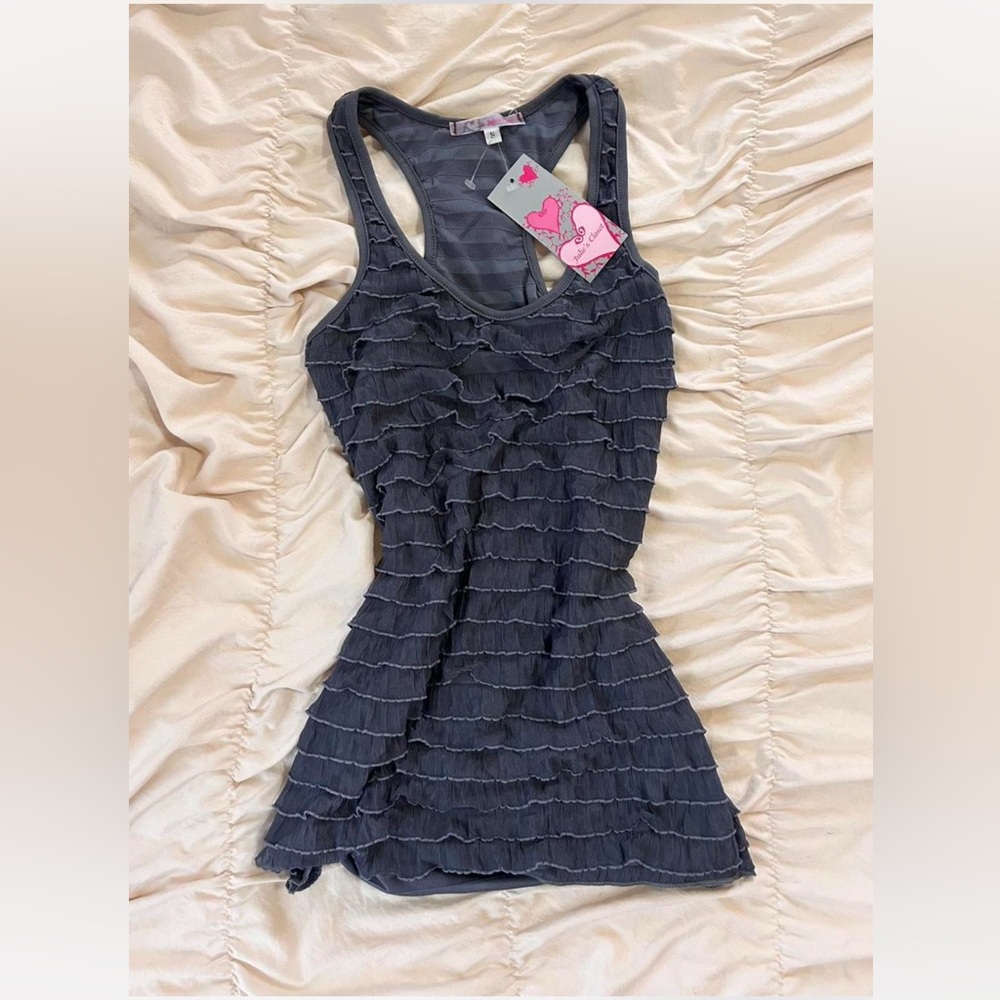 Women's Ruffled Gray Top